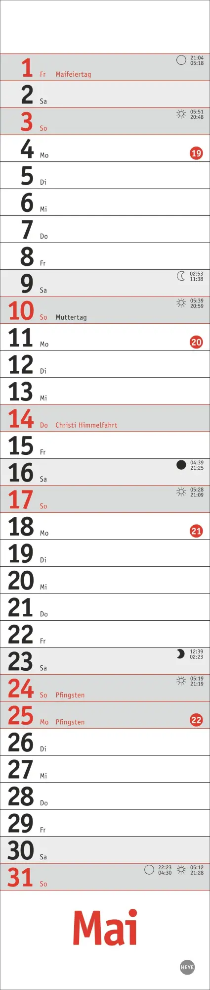 Bild: 9783756410194 | Langplaner mini, rot 2026 | Heye | Kalender | Bürokalender Heye | 2026