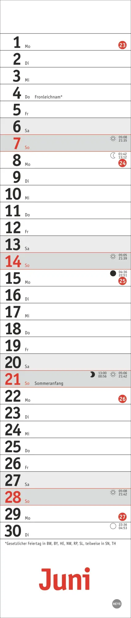 Bild: 9783756410194 | Langplaner mini, rot 2026 | Heye | Kalender | Bürokalender Heye | 2026