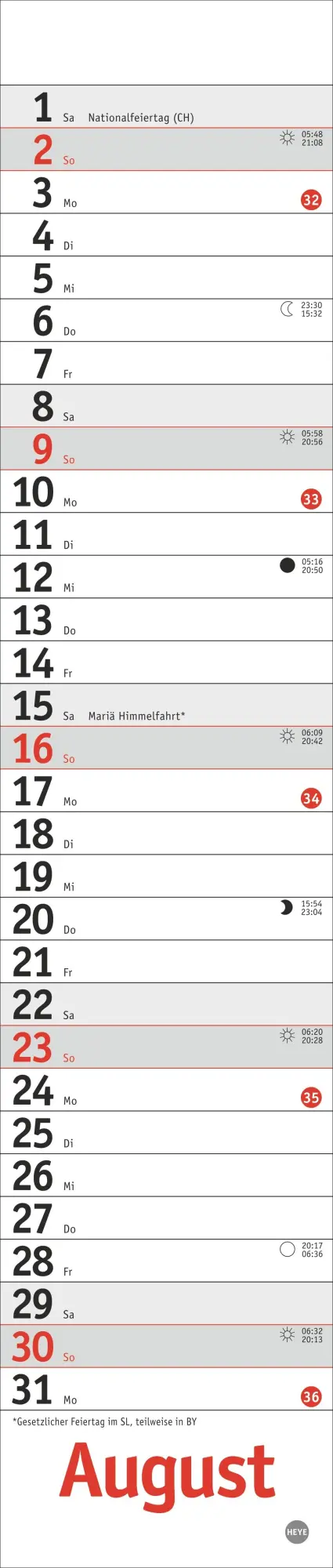 Bild: 9783756410194 | Langplaner mini, rot 2026 | Heye | Kalender | Bürokalender Heye | 2026
