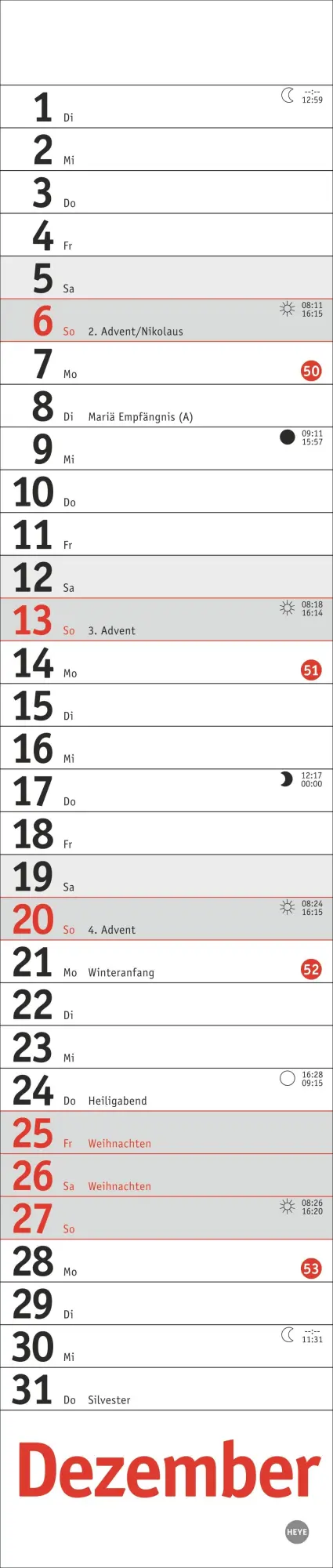 Bild: 9783756410194 | Langplaner mini, rot 2026 | Heye | Kalender | Bürokalender Heye | 2026