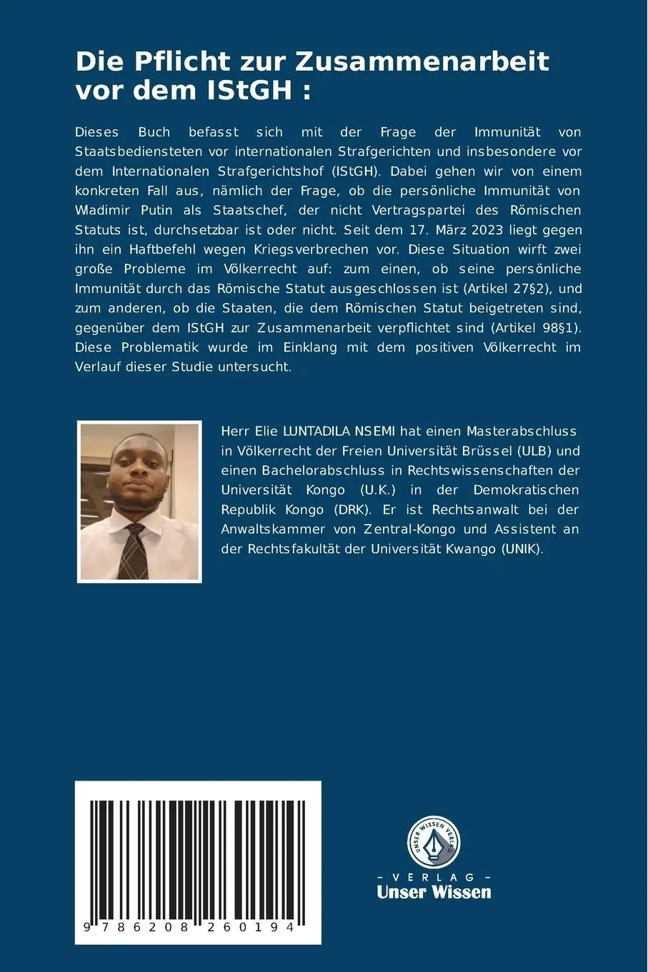 Rückseite: 9786208260194 | Die Pflicht zur Zusammenarbeit vor dem IStGH : | Elie Luntadila Nsemi