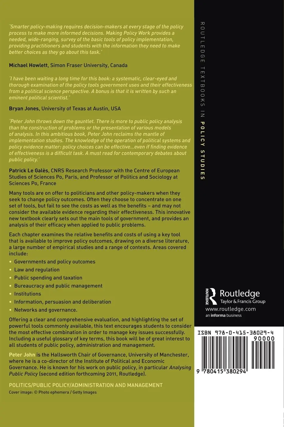 Rückseite: 9780415380294 | Making Policy Work | Peter John | Taschenbuch | Englisch | 2011