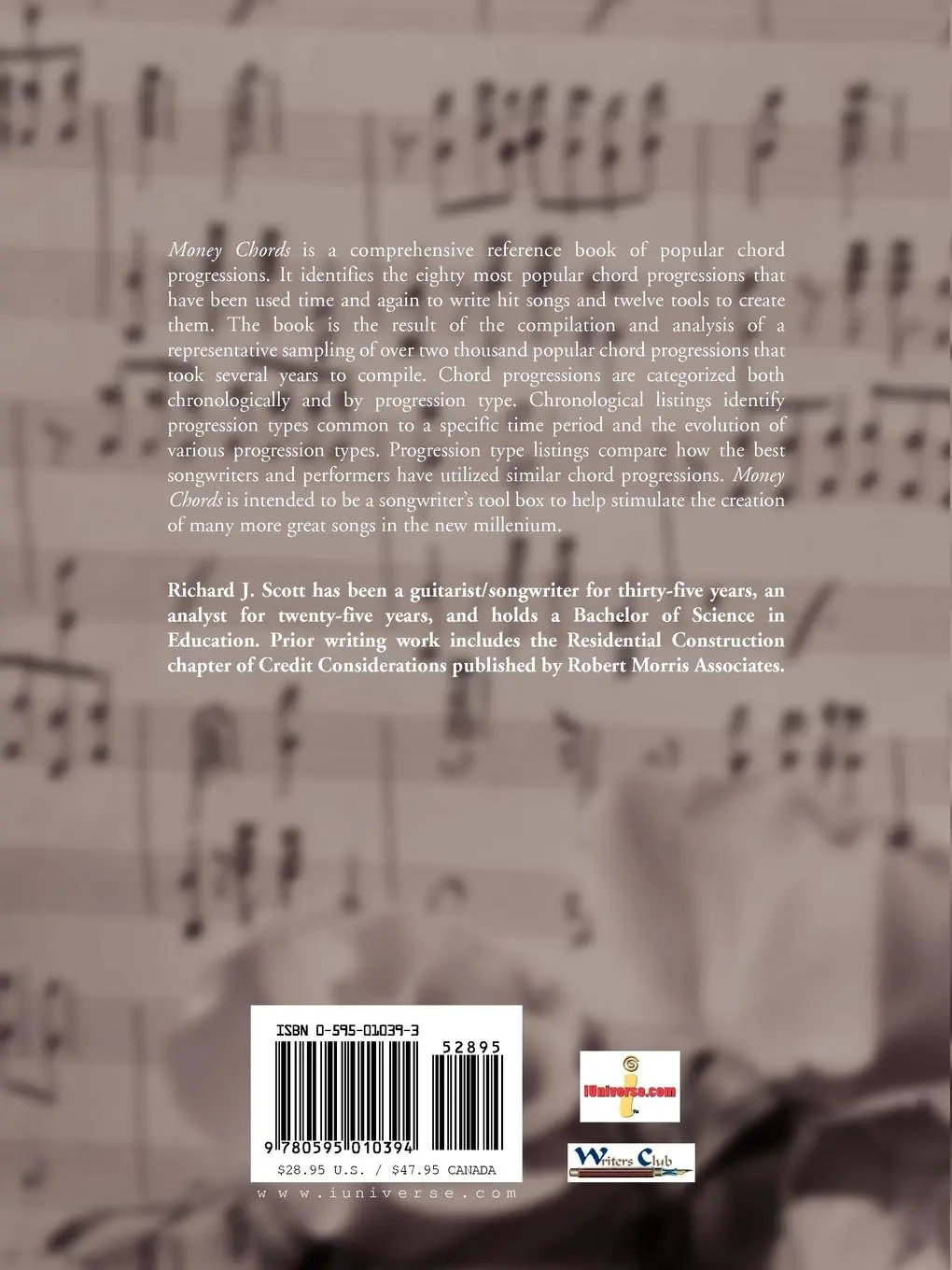 Rückseite: 9780595010394 | Money Chords | A Songwriter's Sourcebook of Popular Chord Progression