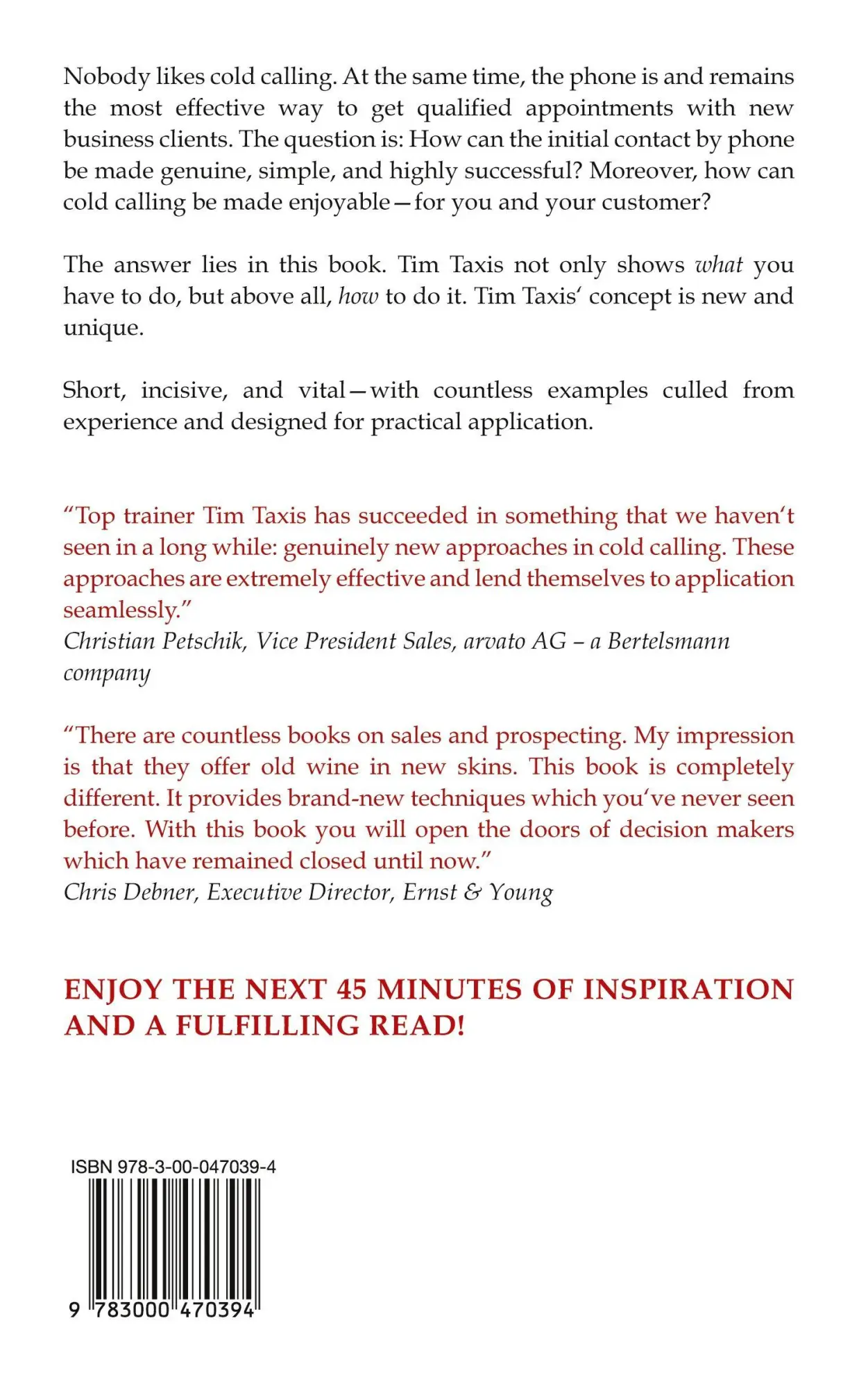 Rückseite: 9783000470394 | Hot For Cold Calling in 45 Minutes | Tim Taxis | Taschenbuch | 2015