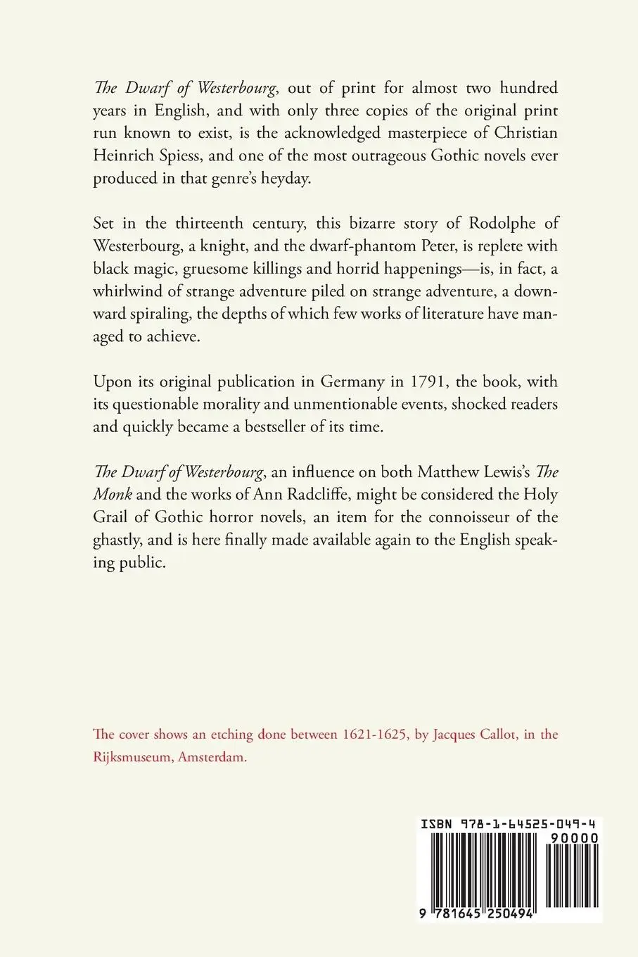Rückseite: 9781645250494 | The Dwarf of Westerbourg | Christian Heinrich Spiess | Taschenbuch