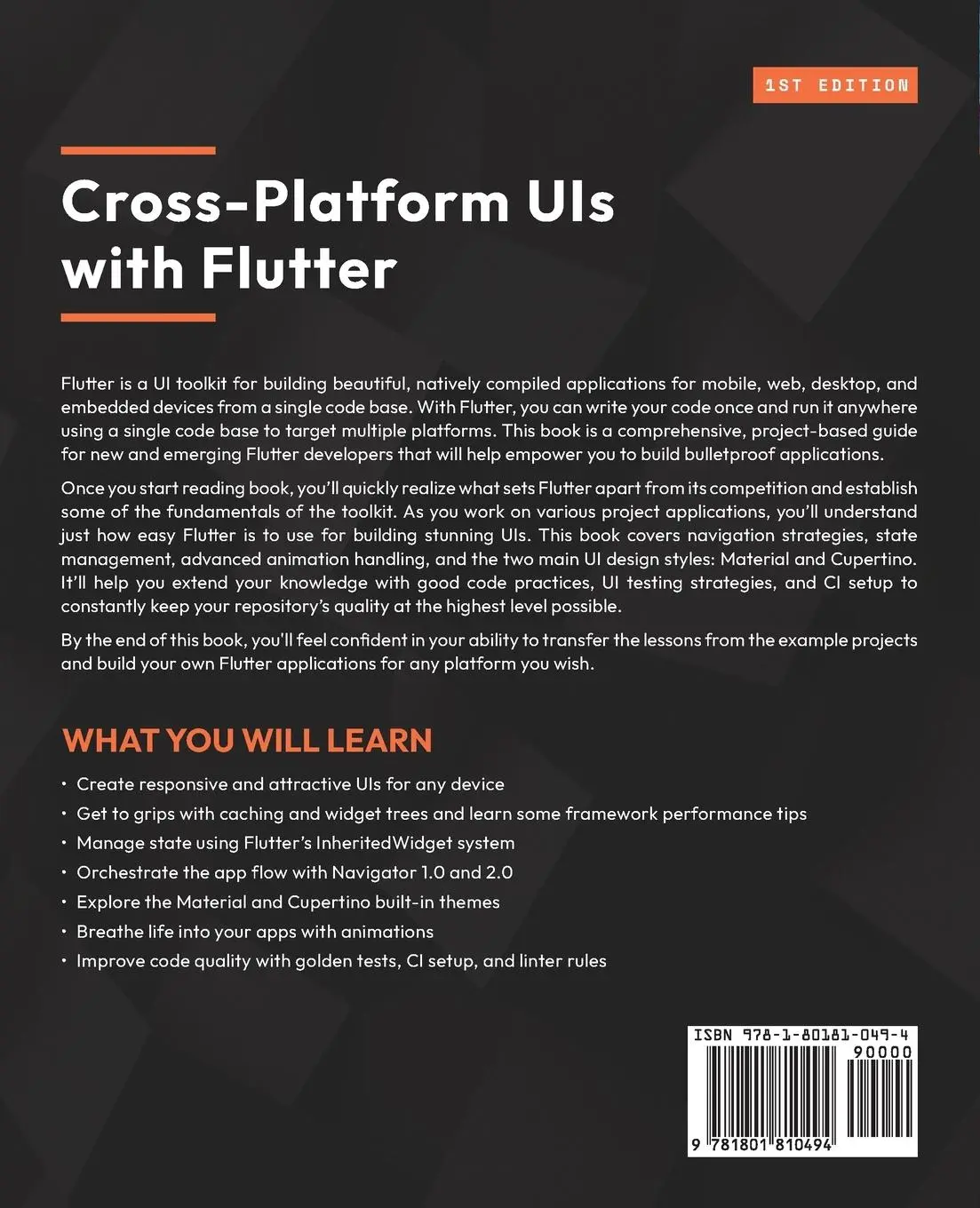 Rückseite: 9781801810494 | Cross-Platform UIs with Flutter | Ryan Edge (u. a.) | Taschenbuch