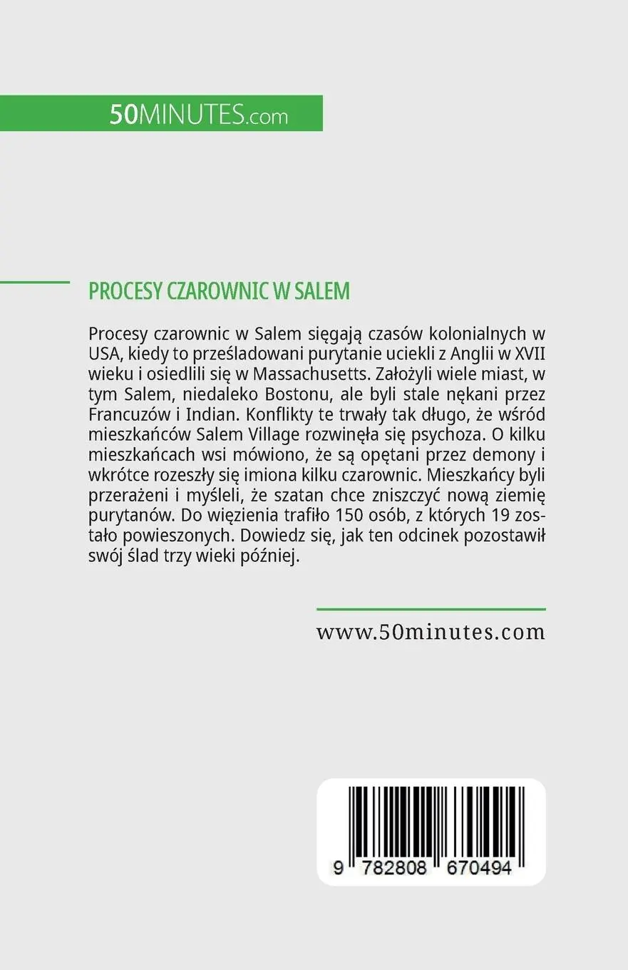 Rückseite: 9782808670494 | Procesy czarownic w Salem | Jonathan Duhoux | Taschenbuch | Polnisch