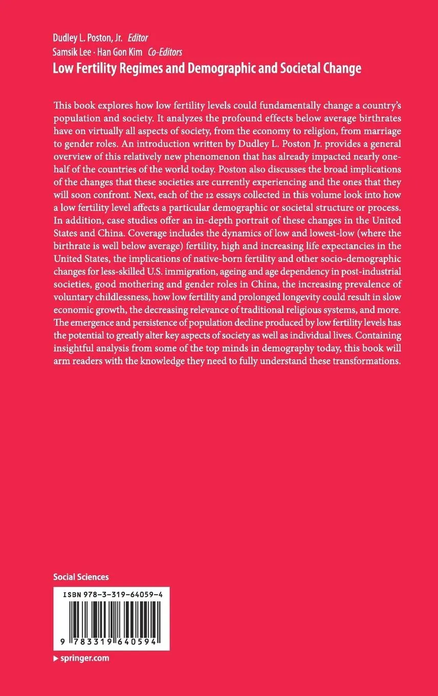 Rückseite: 9783319640594 | Low Fertility Regimes and Demographic and Societal Change | Jr. Poston