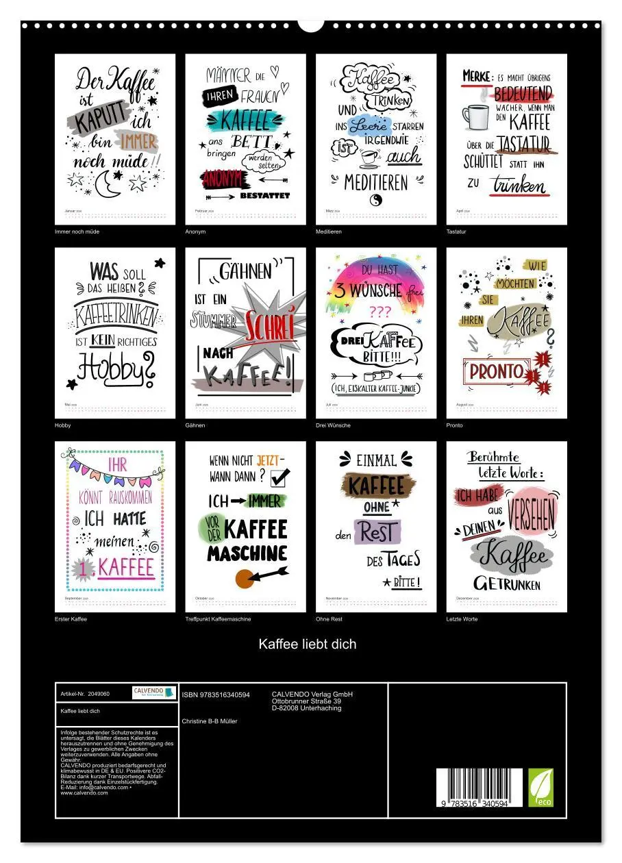 Bild: 9783516340594 | Kaffee liebt dich (hochwertiger Premium Wandkalender 2026 DIN A2...
