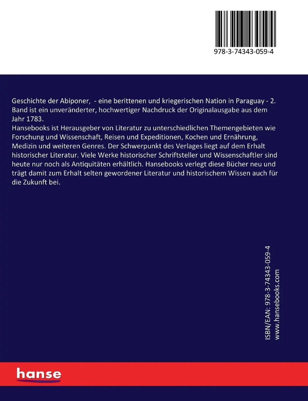 Rückseite: 9783743430594 | Geschichte der Abiponer, | Martin Dobrizhoffer (u. a.) | Taschenbuch