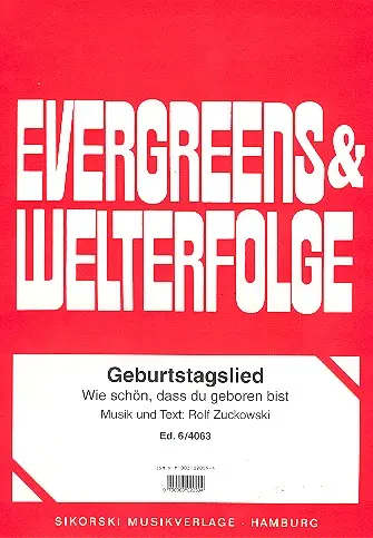 Cover: 9790003020594 | Geburtstagslied - Einzelausgabe Gesang und Klavier | Rolf Zuckowski