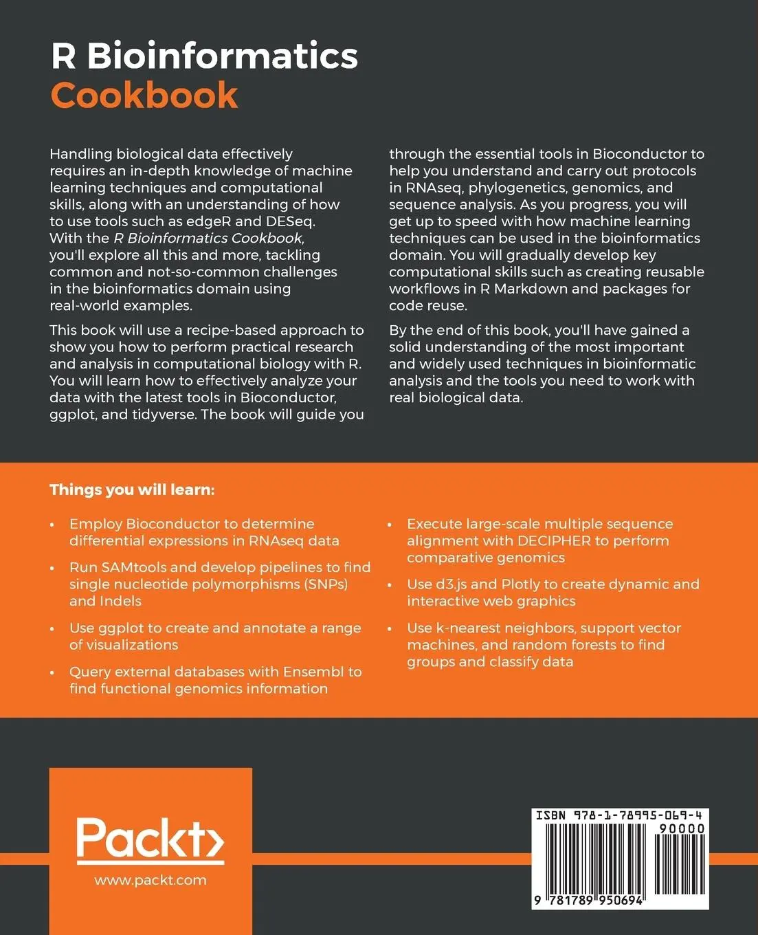 Rückseite: 9781789950694 | R Bioinformatics Cookbook | Dan Maclean | Taschenbuch | Englisch
