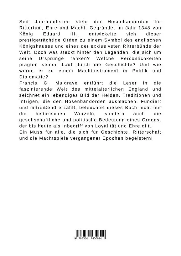 Rückseite: 9783384430694 | Der Hosenbandorden: Rittertum, Ehre und Macht | Francis C. Mulgrave