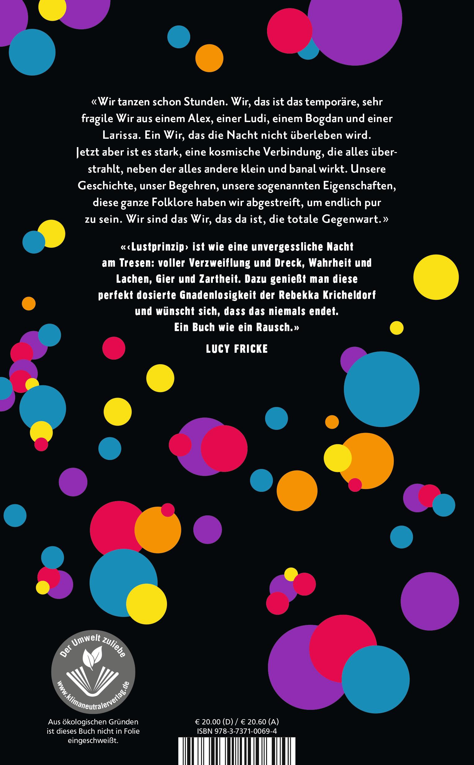 Rückseite: 9783737100694 | Lustprinzip | Rebekka Kricheldorf | Buch | 240 S. | Deutsch | 2021