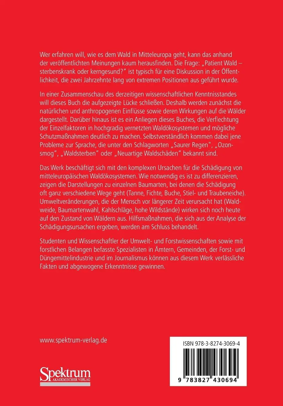 Rückseite: 9783827430694 | Schädigung von Waldökosystemen | Wolfram Elling (u. a.) | Taschenbuch