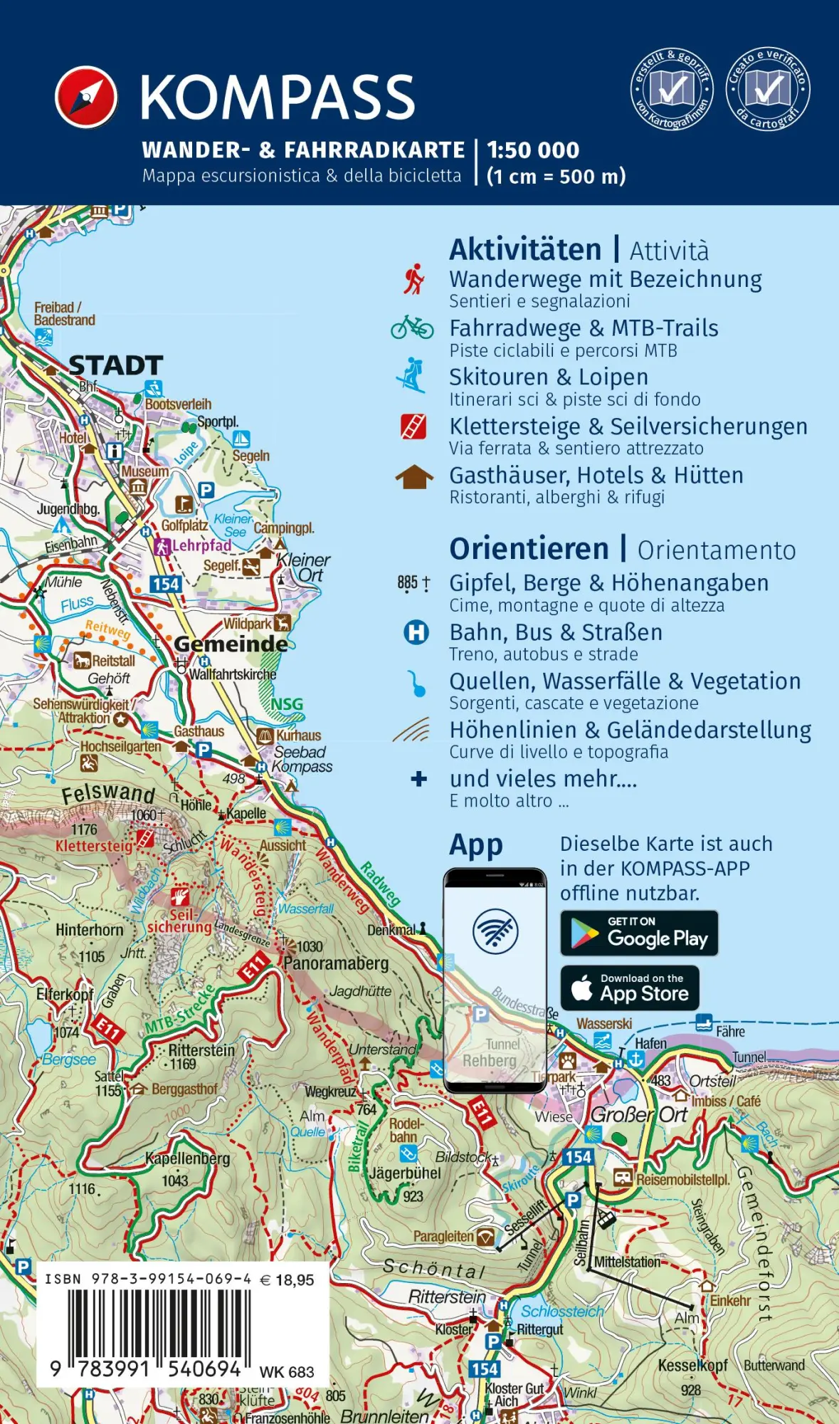 Rückseite: 9783991540694 | KOMPASS Wanderkarten-Set 683 Trentino (3 Karten) 1:50.000 | 3 Bde/Tle