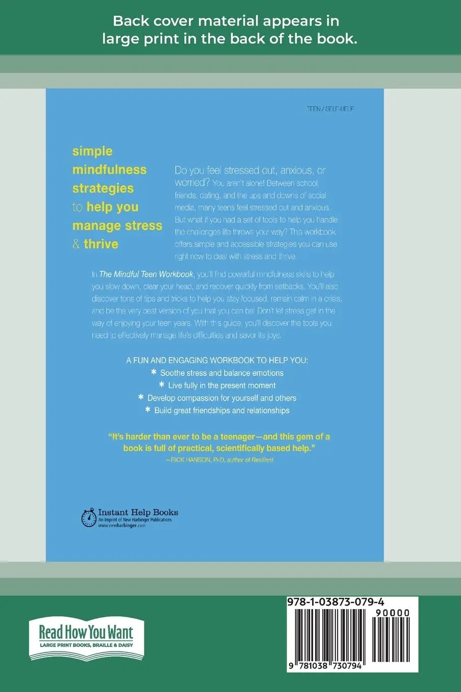Rückseite: 9781038730794 | The Mindful Teen Workbook | Rockman Patricia | Taschenbuch | Englisch