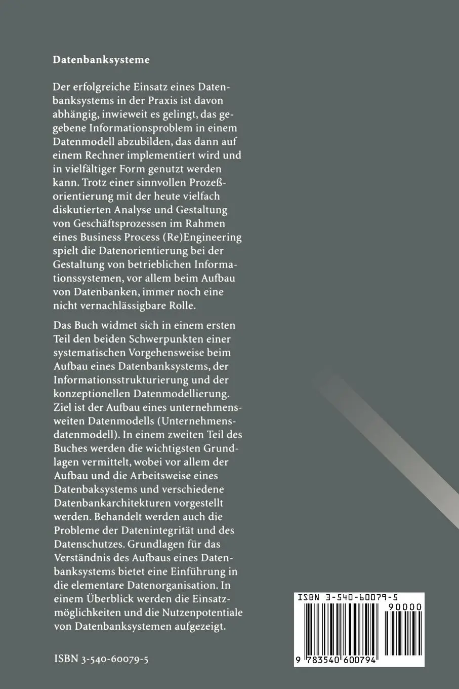 Rückseite: 9783540600794 | Datenbanksysteme | Heinz-Peter Röhrs (u. a.) | Taschenbuch | xvi