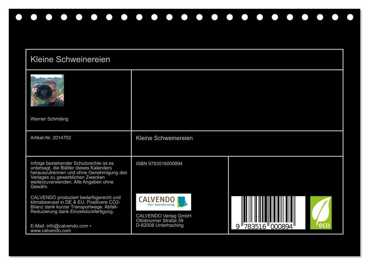 Bild: 9783516000894 | Kleine Schweinereien (Tischkalender 2026 DIN A5 quer), CALVENDO...