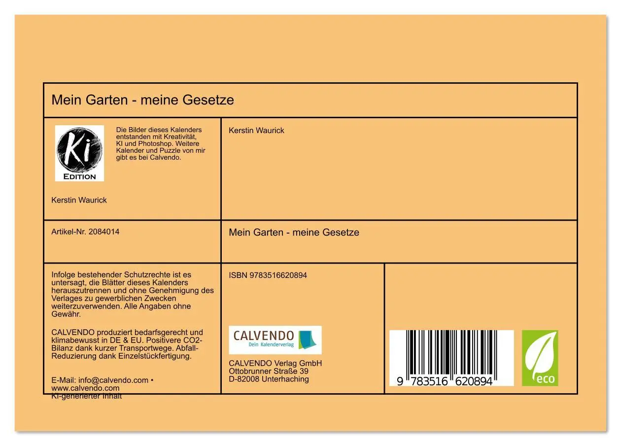 Bild: 9783516620894 | Mein Garten - meine Gesetze (Tischkalender 2026 DIN A5 quer),...