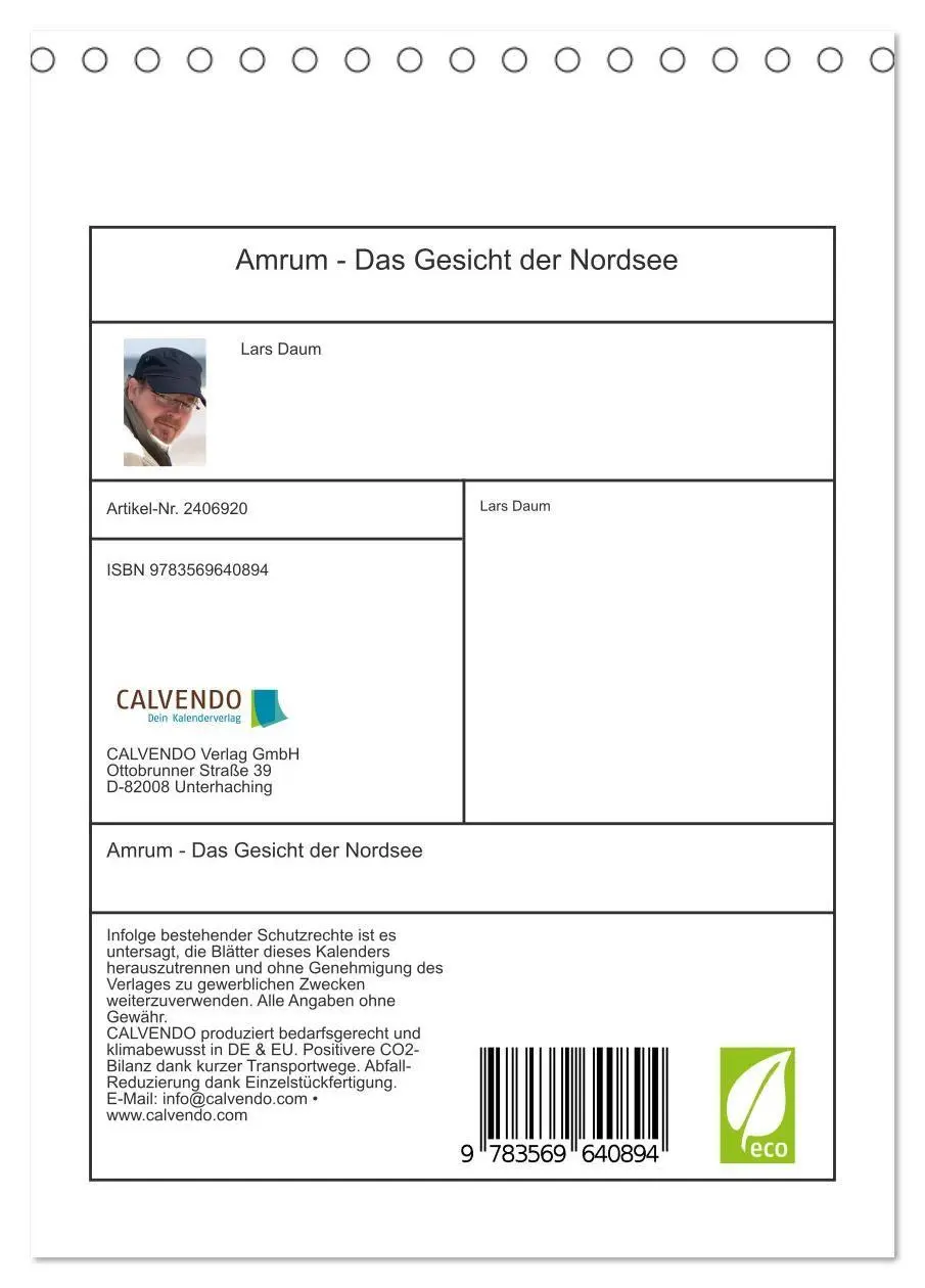 Bild: 9783569640894 | Amrum - Das Gesicht der Nordsee (Tischkalender 2027 DIN A5 hoch),...