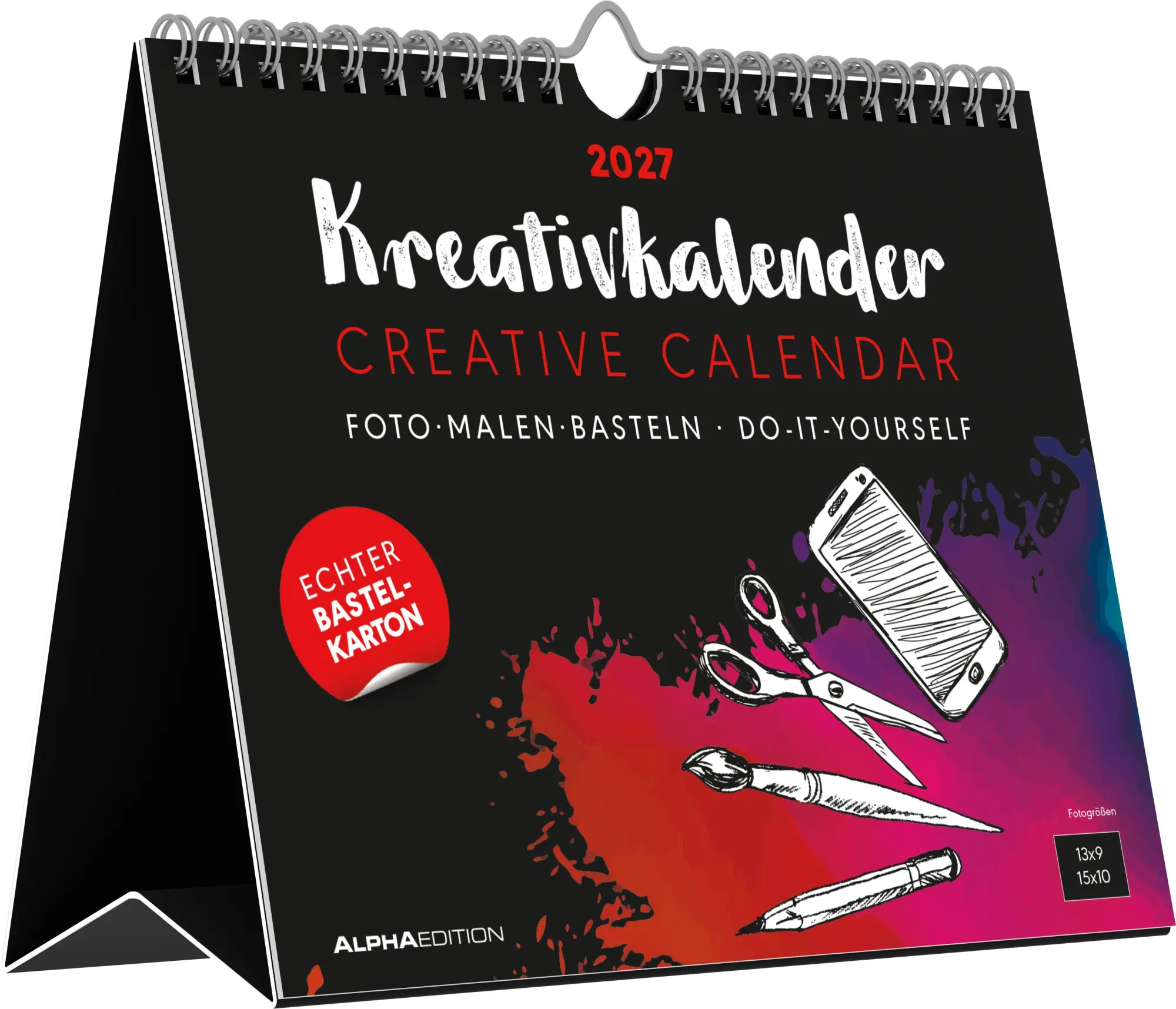 Cover: 4069095010994 | Kreativkalender Tischaufsteller quer schwarz 2027 | KG | Kalender
