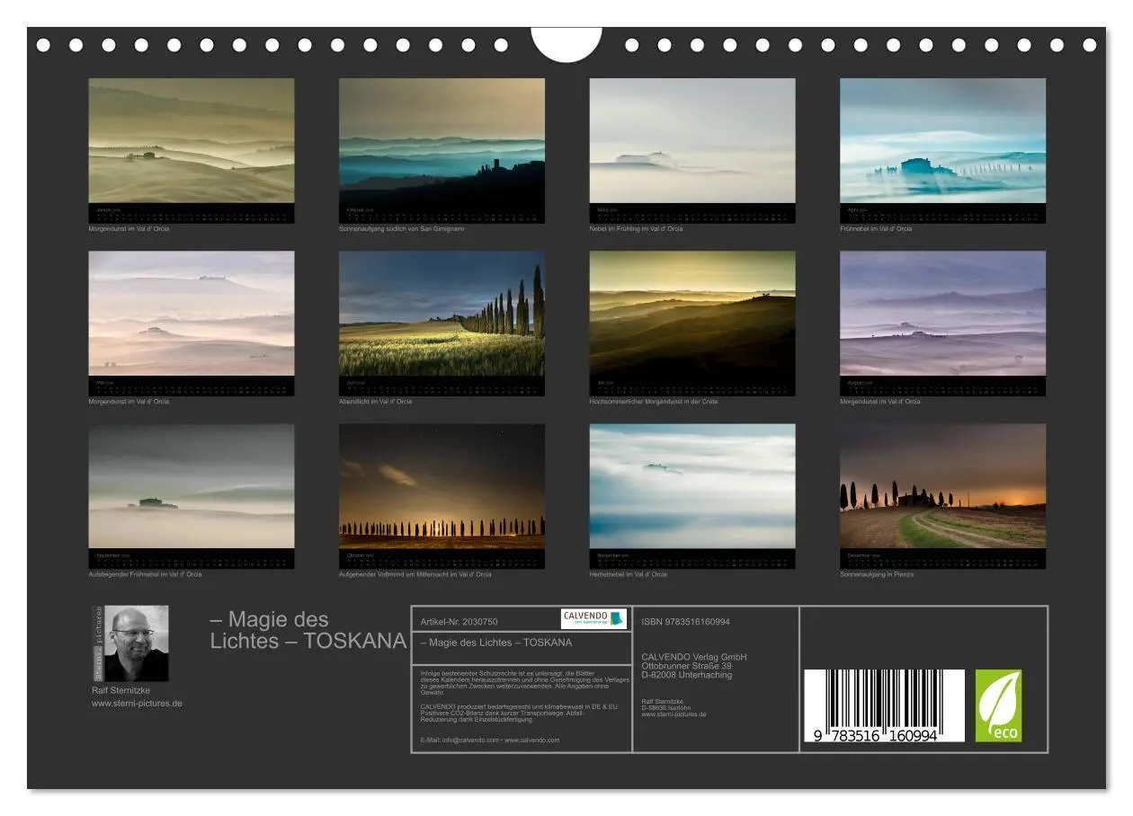 Bild: 9783516160994 | - Magie des Lichtes - TOSKANA (Wandkalender 2026 DIN A4 quer),...