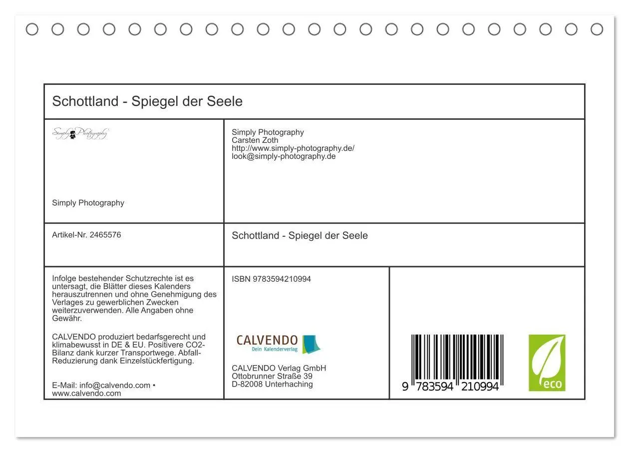 Bild: 9783594210994 | Schottland - Spiegel der Seele (Tischkalender 2027 DIN A5 quer),...