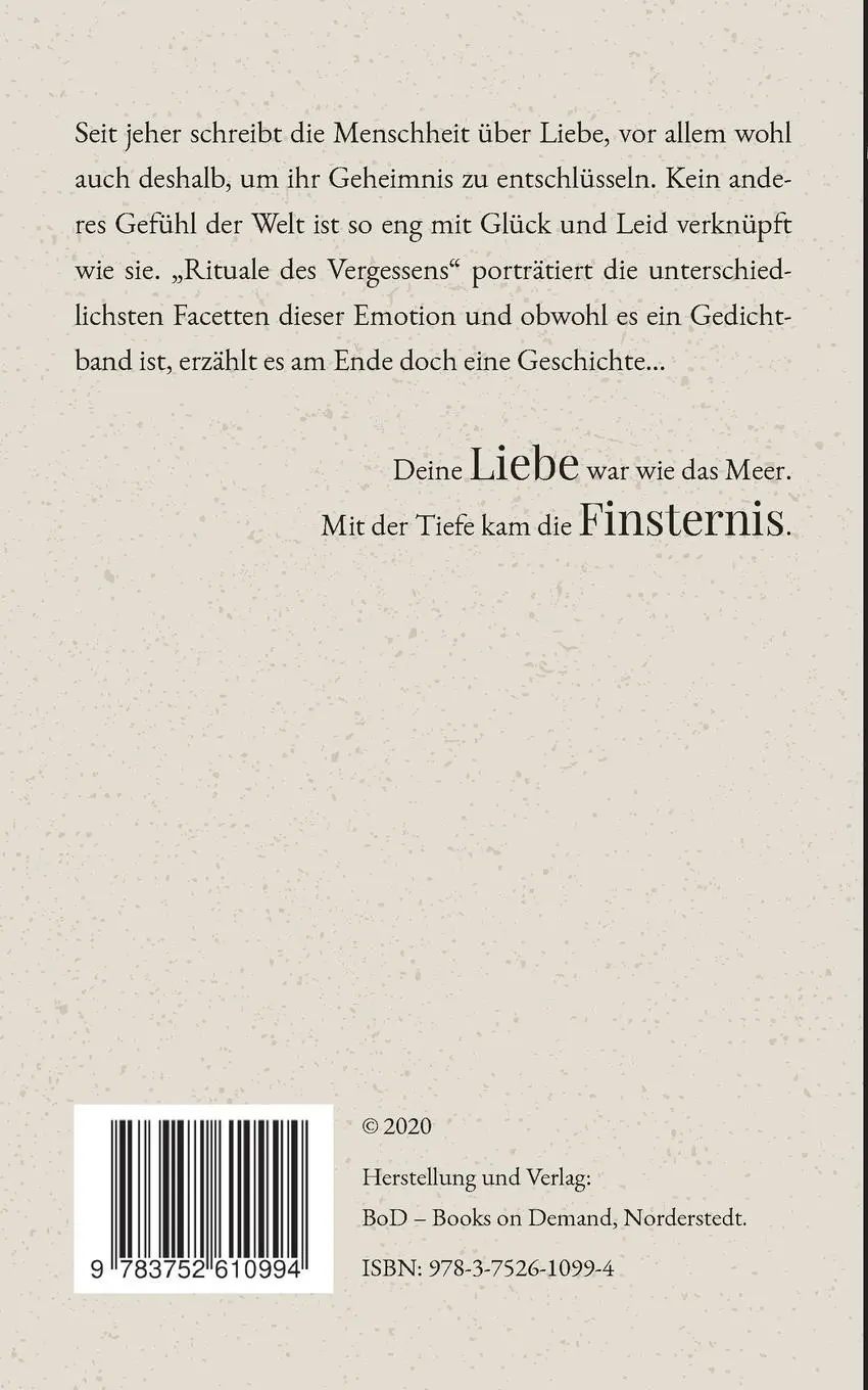 Rückseite: 9783752610994 | Rituale des Vergessens | Lyrik | Anna Maria Lipinski | Taschenbuch