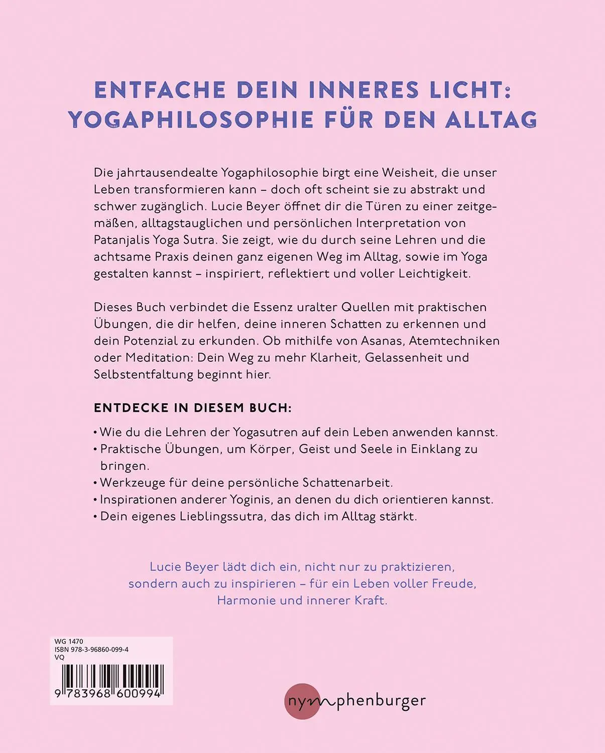 Rückseite: 9783968600994 | Finde deinen Yogaweg | Lucie Beyer | Taschenbuch | 160 S. | Deutsch