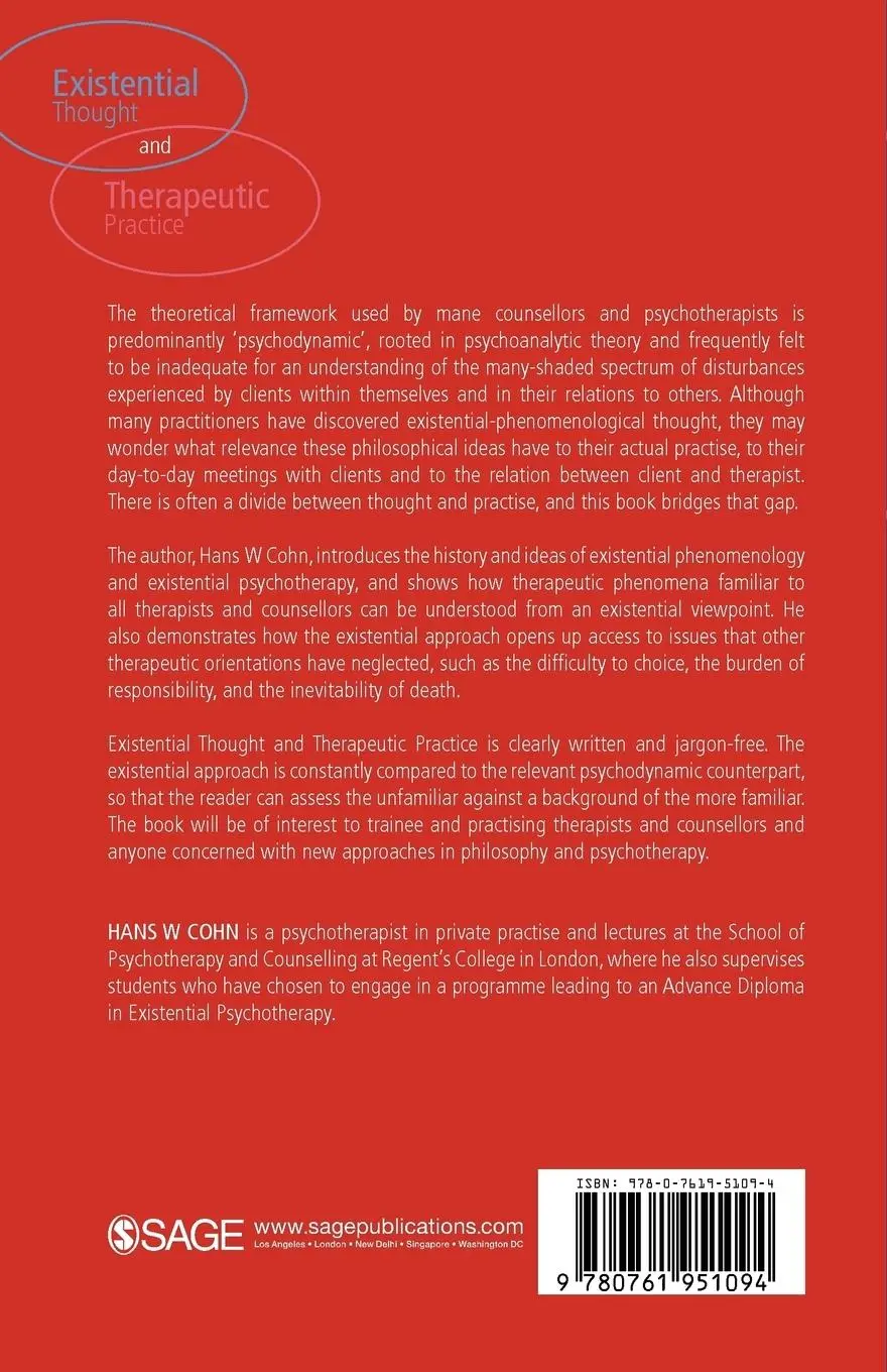Rückseite: 9780761951094 | Existential Thought and Therapeutic Practice | Hans W Cohn | Buch