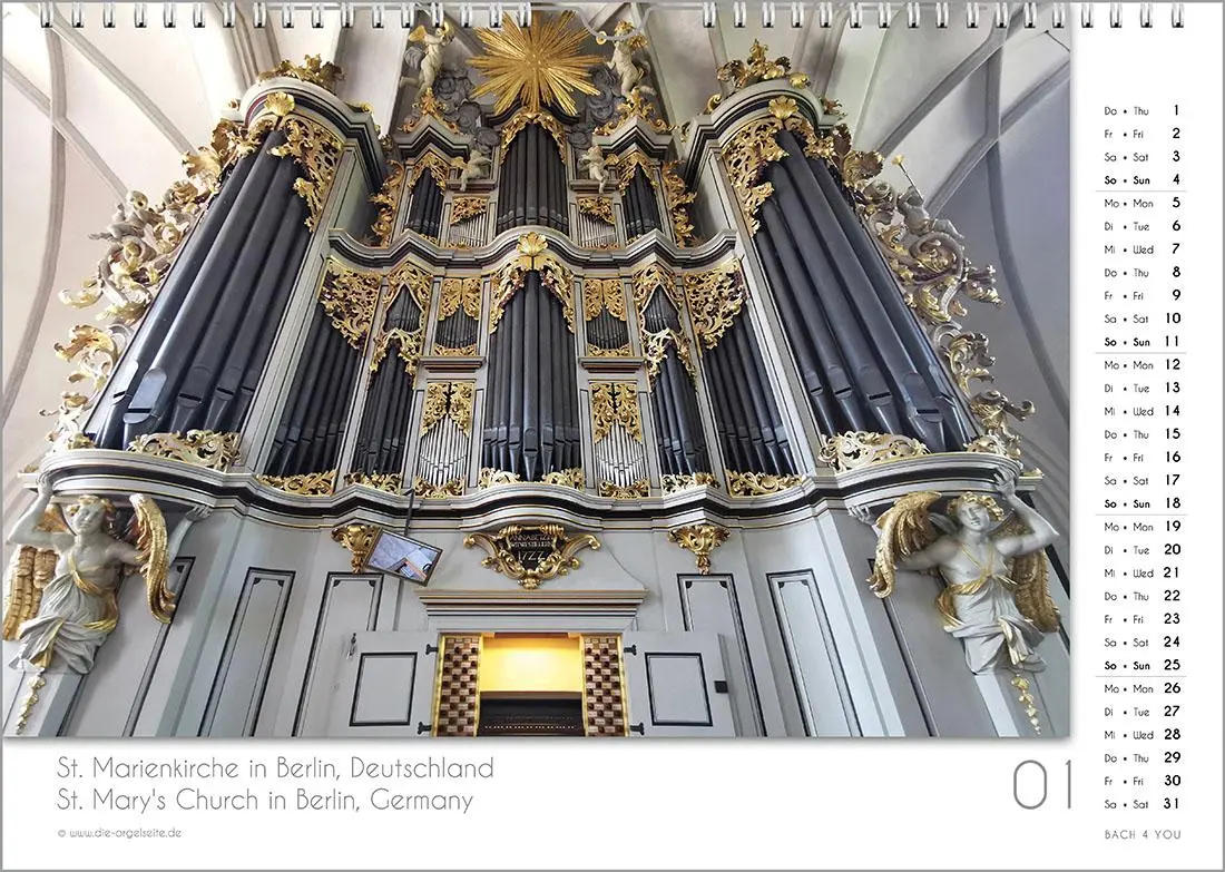 Bild: 9783969031094 | Der Orgelkalender, ein Musik-Kalender 2026, DIN A4 | Peter Bach Jr.