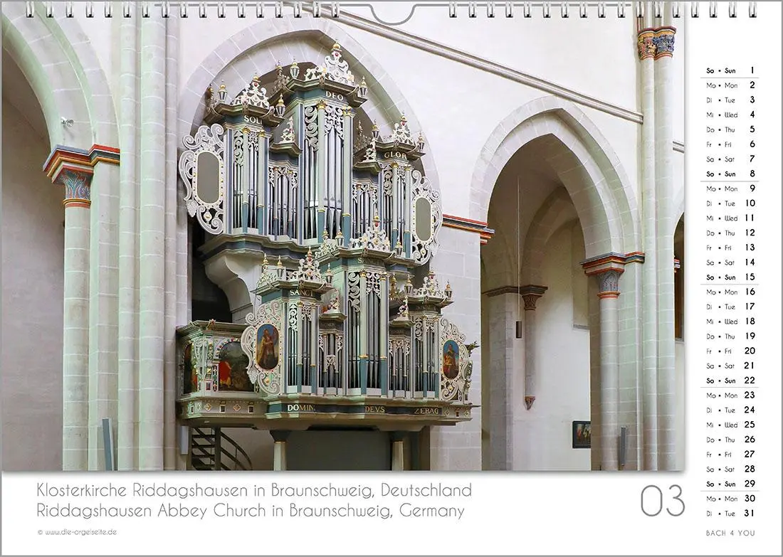Bild: 9783969031094 | Der Orgelkalender, ein Musik-Kalender 2026, DIN A4 | Peter Bach Jr.