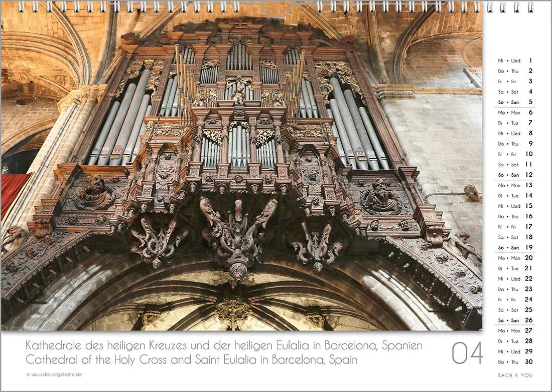 Bild: 9783969031094 | Der Orgelkalender, ein Musik-Kalender 2026, DIN A4 | Peter Bach Jr.