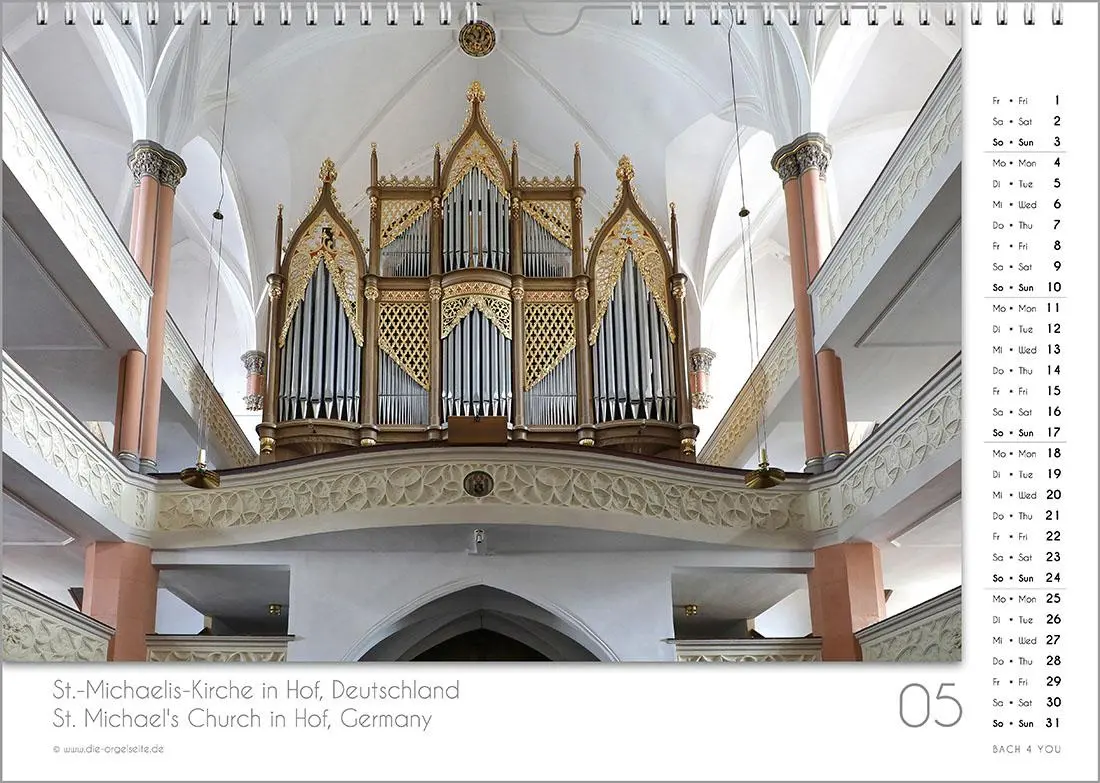 Bild: 9783969031094 | Der Orgelkalender, ein Musik-Kalender 2026, DIN A4 | Peter Bach Jr.
