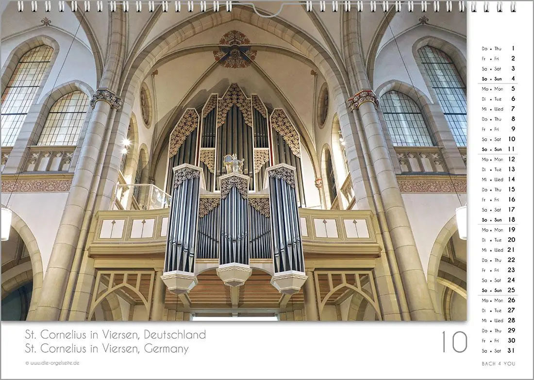 Bild: 9783969031094 | Der Orgelkalender, ein Musik-Kalender 2026, DIN A4 | Peter Bach Jr.