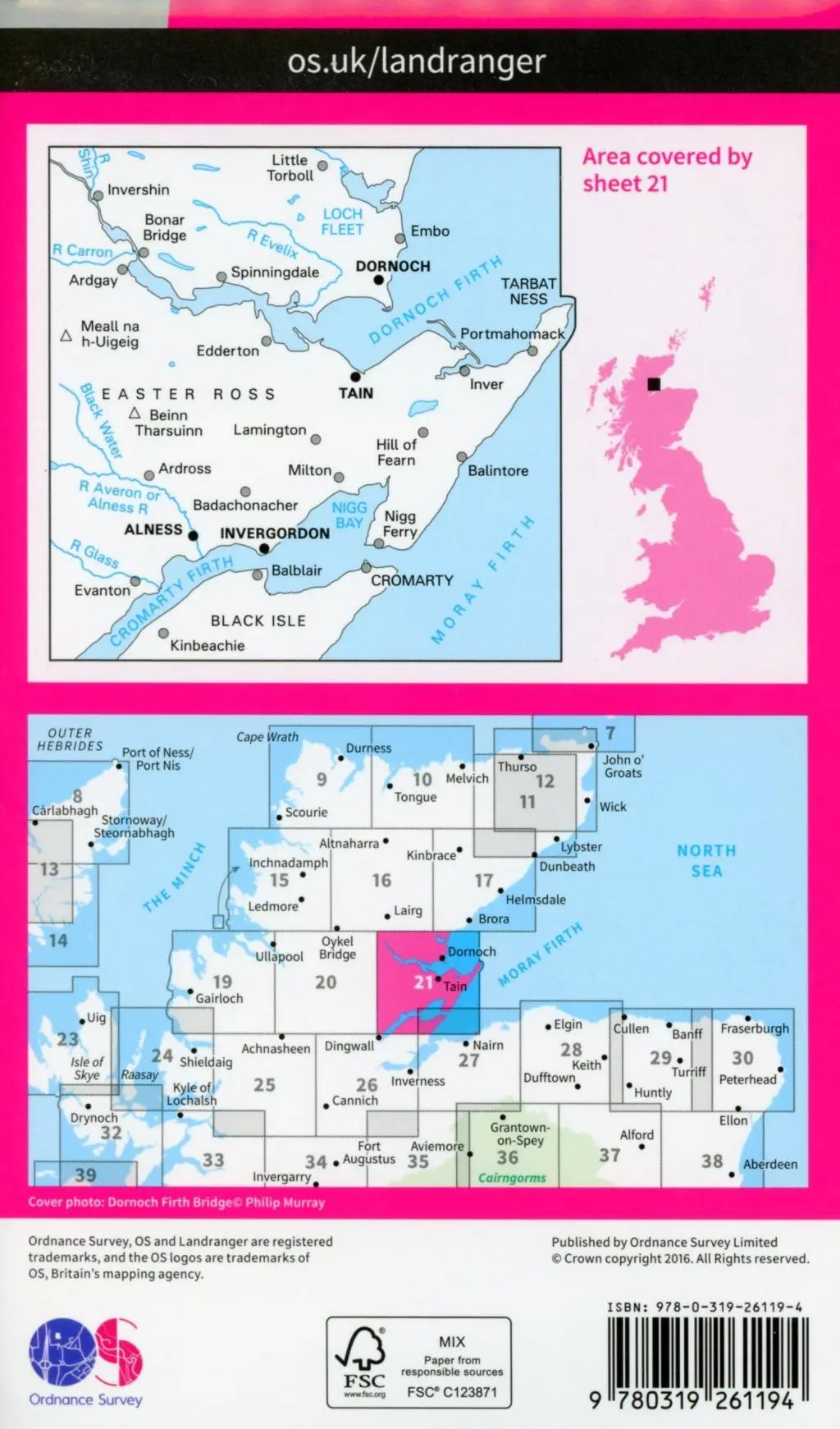 Bild: 9780319261194 | Dornoch &amp; Alness, Invergordon &amp; Tain | Ordnance Survey | (Land-)Karte
