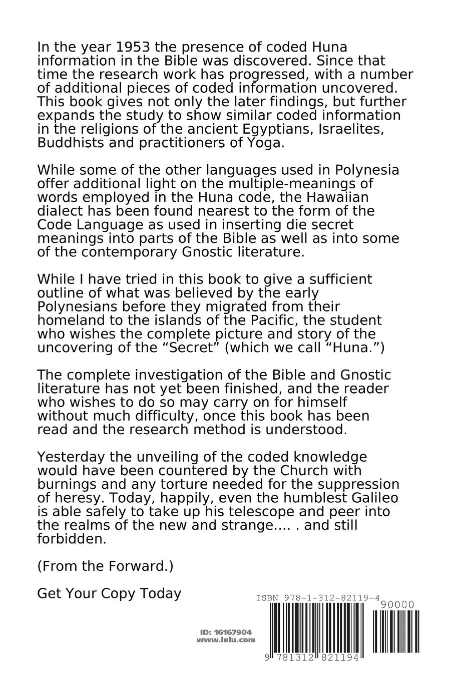 Rückseite: 9781312821194 | The Huna Code In Religions | Max Freedom Long | Taschenbuch | Englisch