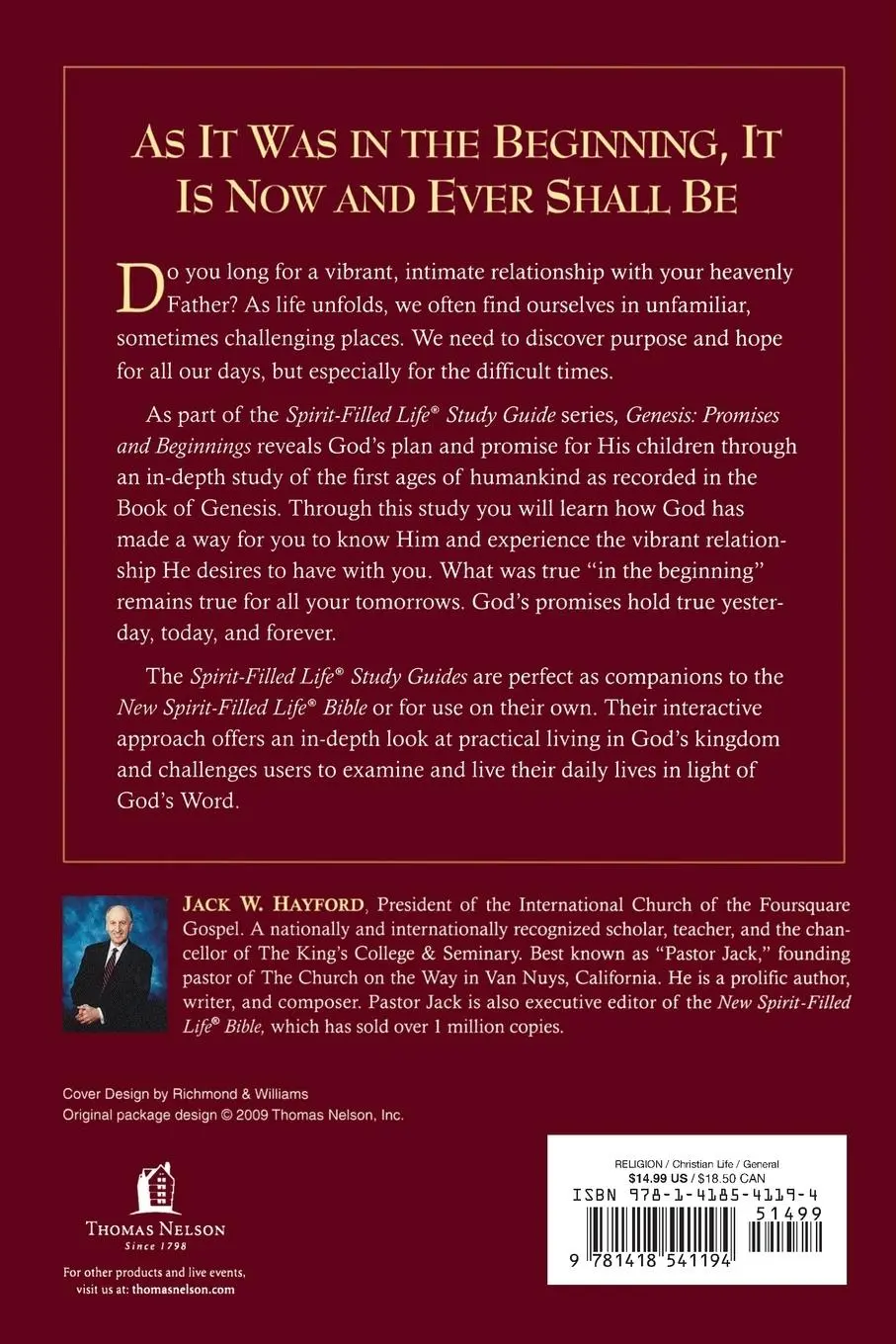 Rückseite: 9781418541194 | The Genesis | Promises and Beginnings | Jack W. Hayford | Taschenbuch