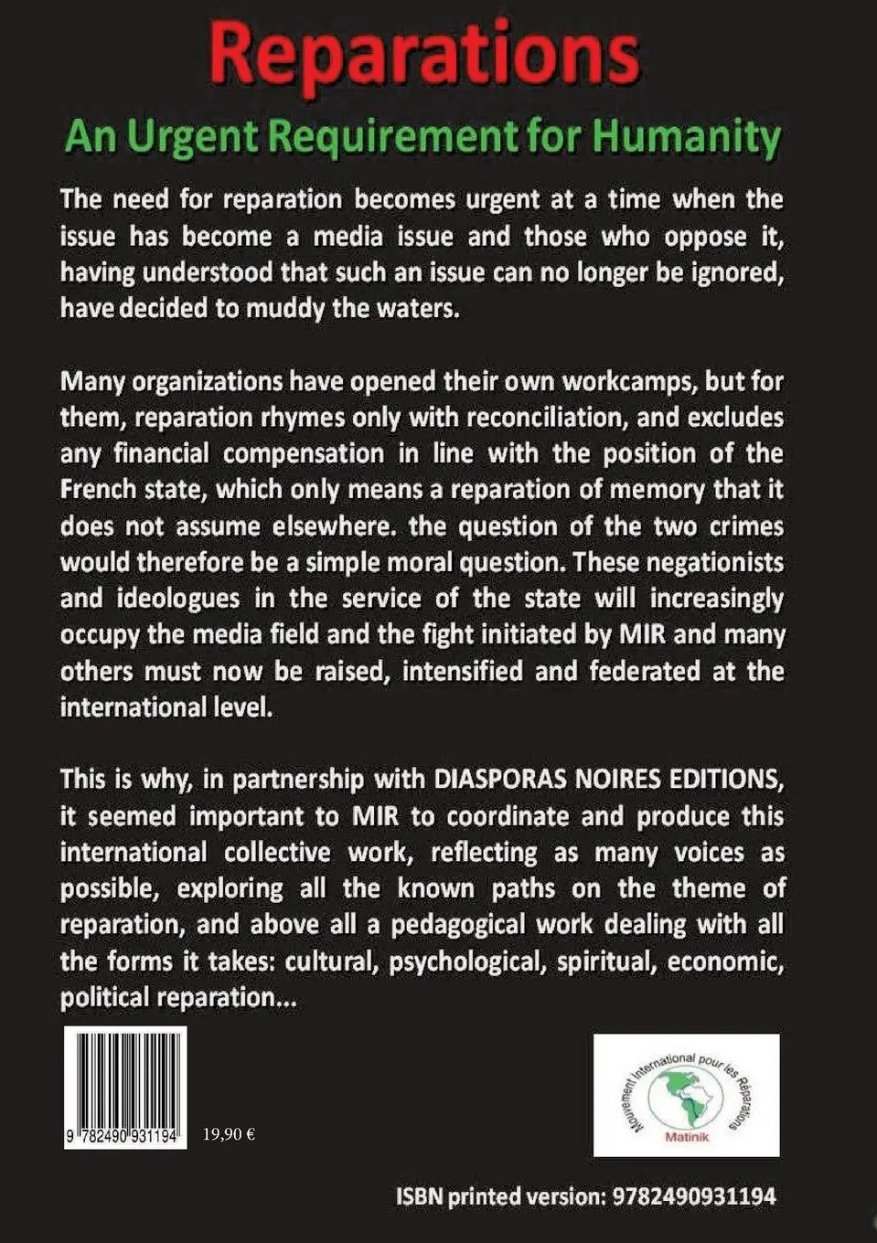 Rückseite: 9782490931194 | REPARATIONS - An urgent requirement for Humanity | Reparations | Buch