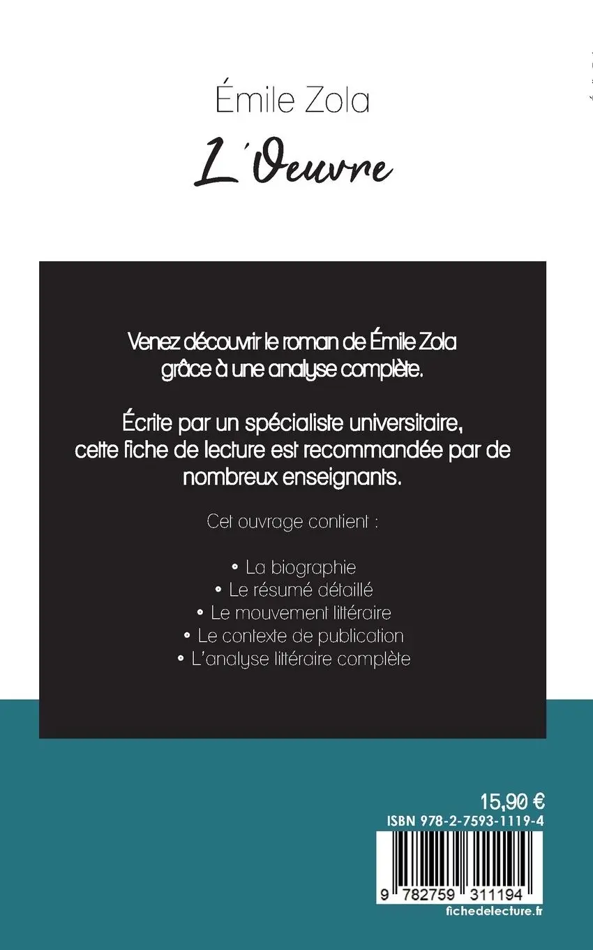Rückseite: 9782759311194 | L'Oeuvre de Émile Zola (fiche de lecture et analyse complète de...