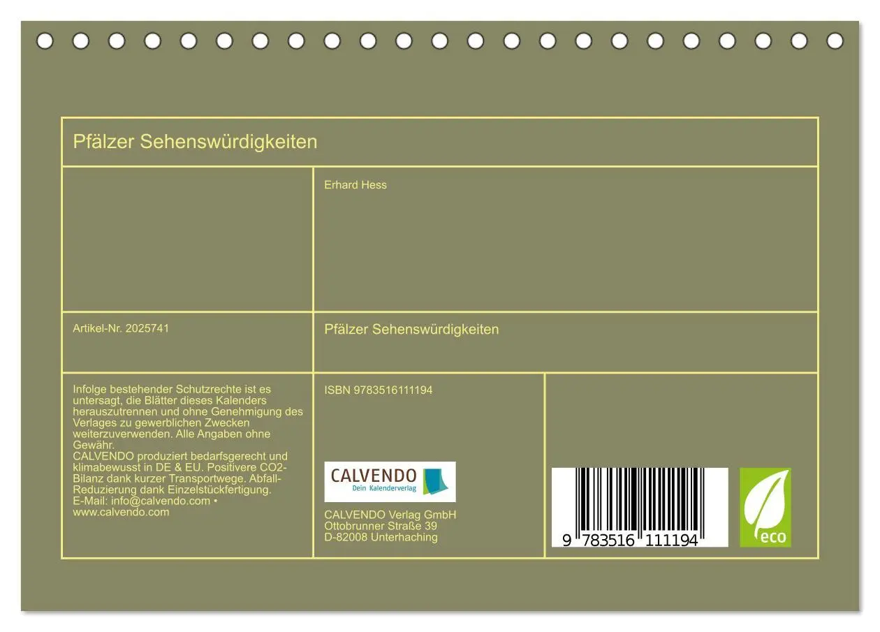 Bild: 9783516111194 | Pfälzer Sehenswürdigkeiten (Tischkalender 2026 DIN A5 quer),...