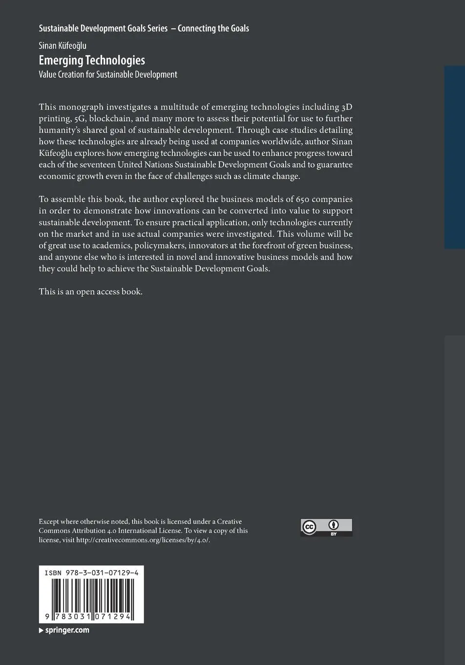 Rückseite: 9783031071294 | Emerging Technologies | Value Creation for Sustainable Development