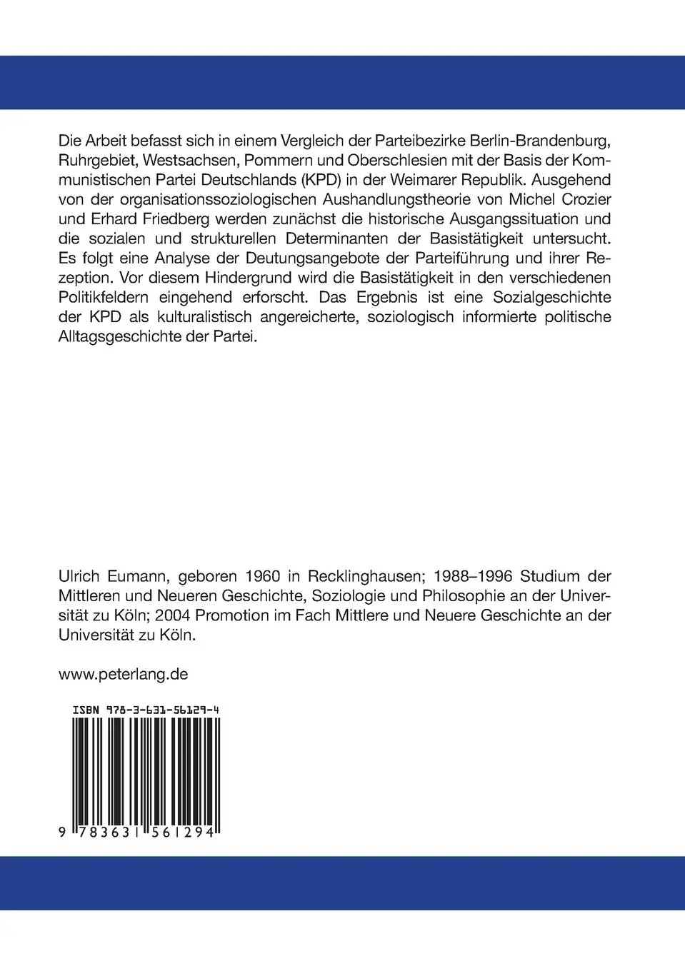 Rückseite: 9783631561294 | Eigenwillige Kohorten der Revolution | Ulrich Eumann | Taschenbuch