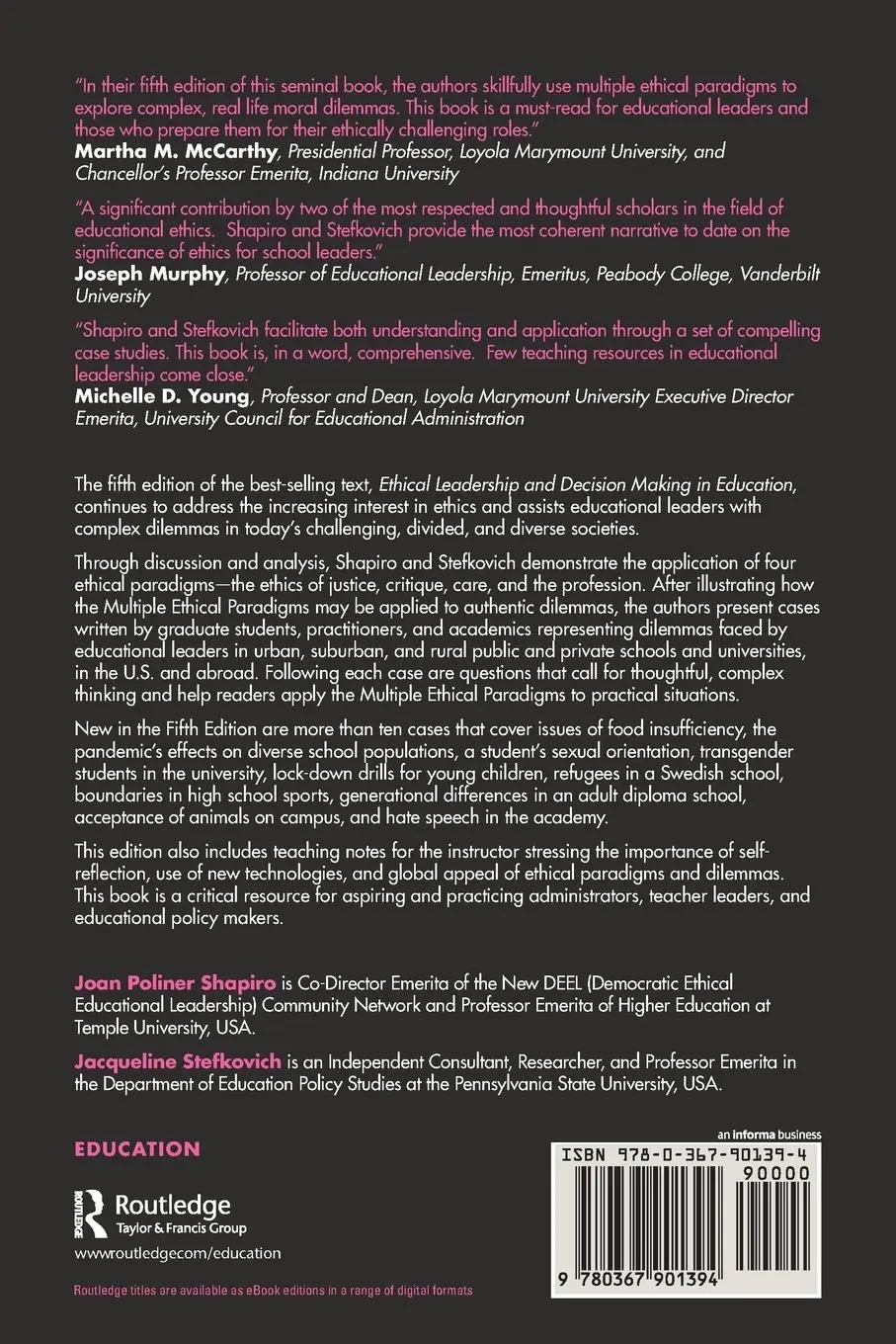 Rückseite: 9780367901394 | Ethical Leadership and Decision Making in Education | Shapiro (u. a.)