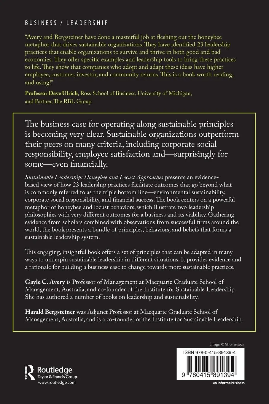 Rückseite: 9780415891394 | Sustainable Leadership | Honeybee and Locust Approaches | Taschenbuch