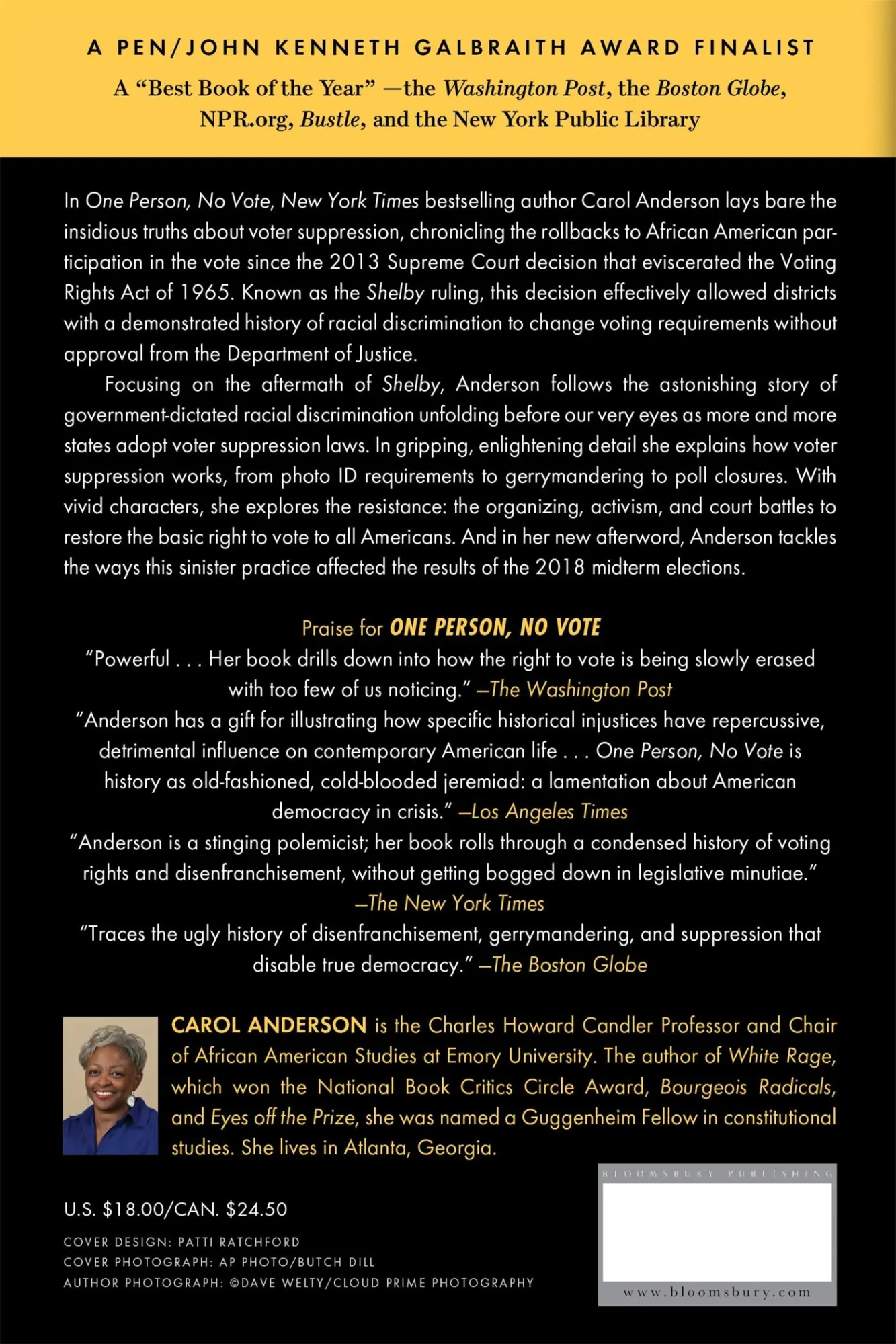 Rückseite: 9781635571394 | One Person, No Vote | Carol Anderson | Taschenbuch | Englisch | 2019