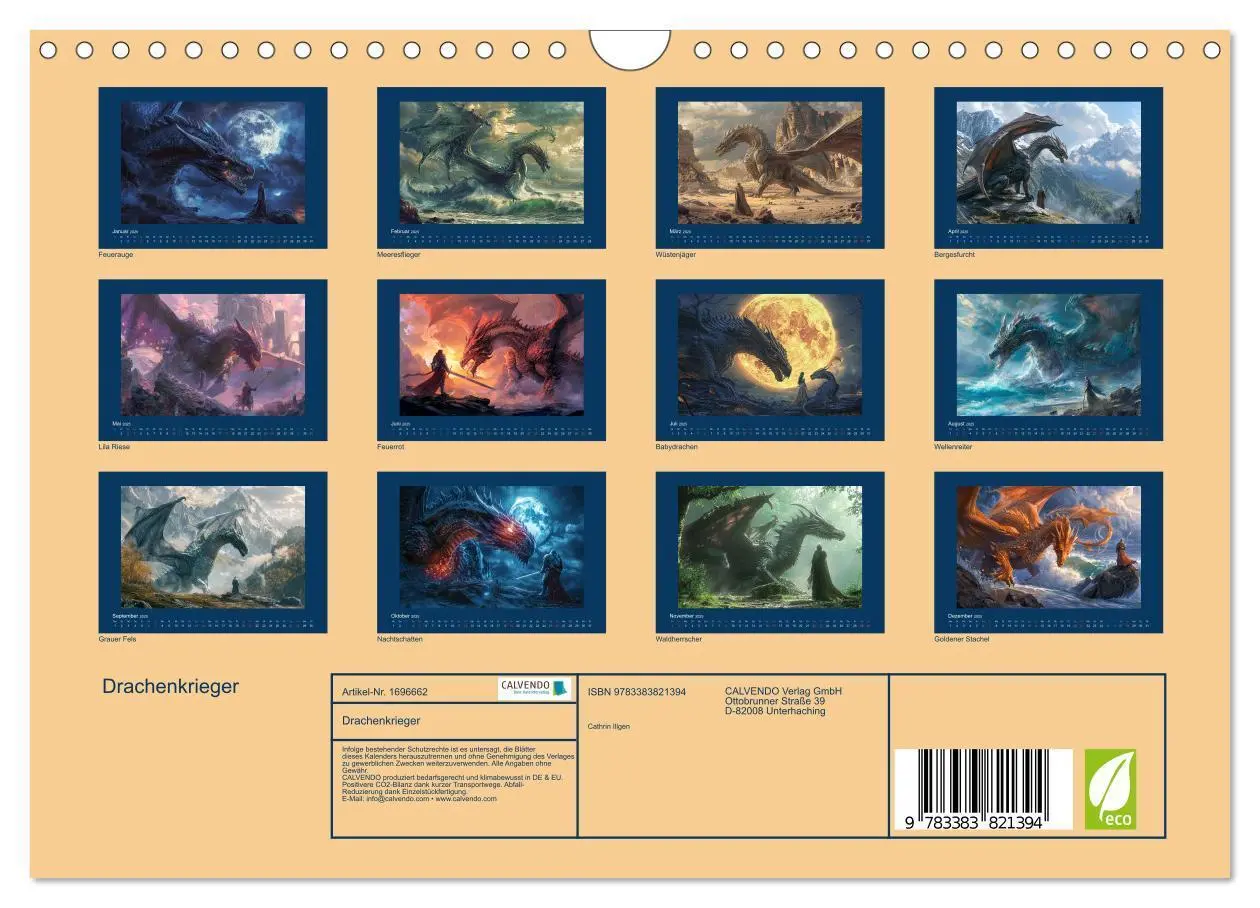Bild: 9783383821394 | Drachenkrieger (Wandkalender 2025 DIN A4 quer), CALVENDO...