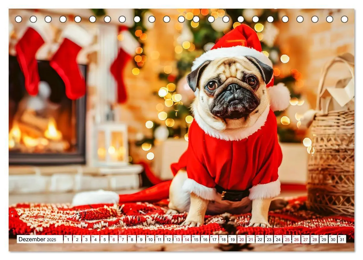 Bild: 9783457171394 | Mops-Mania - Der Spaßkalender für Mops-Fans (Tischkalender 2025 DIN...