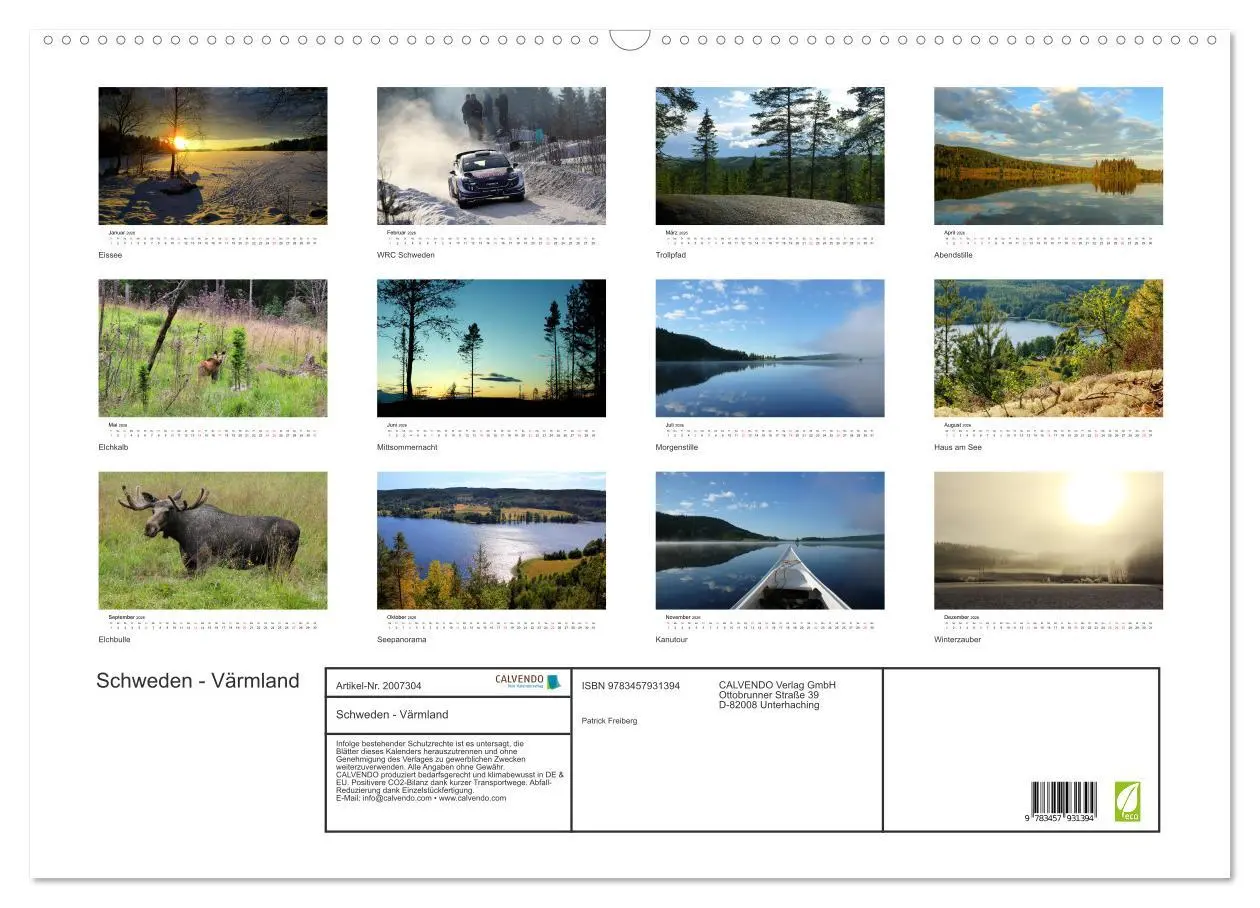 Bild: 9783457931394 | Schweden - Värmland (Wandkalender 2026 DIN A2 quer), CALVENDO...